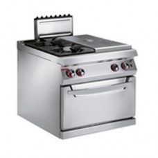 TWO BURNER GAS RANGE WITH PLATE ON THE RIGHT