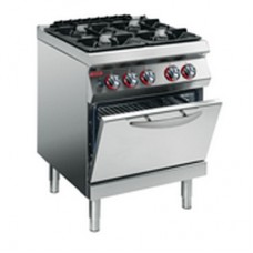 FOUR BURNER GAS RANGE ON EL. STATIC OVEN 2/1 GN