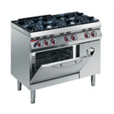 6 BURNER GAS RANGE ON STATIC OVEN AND CABINET